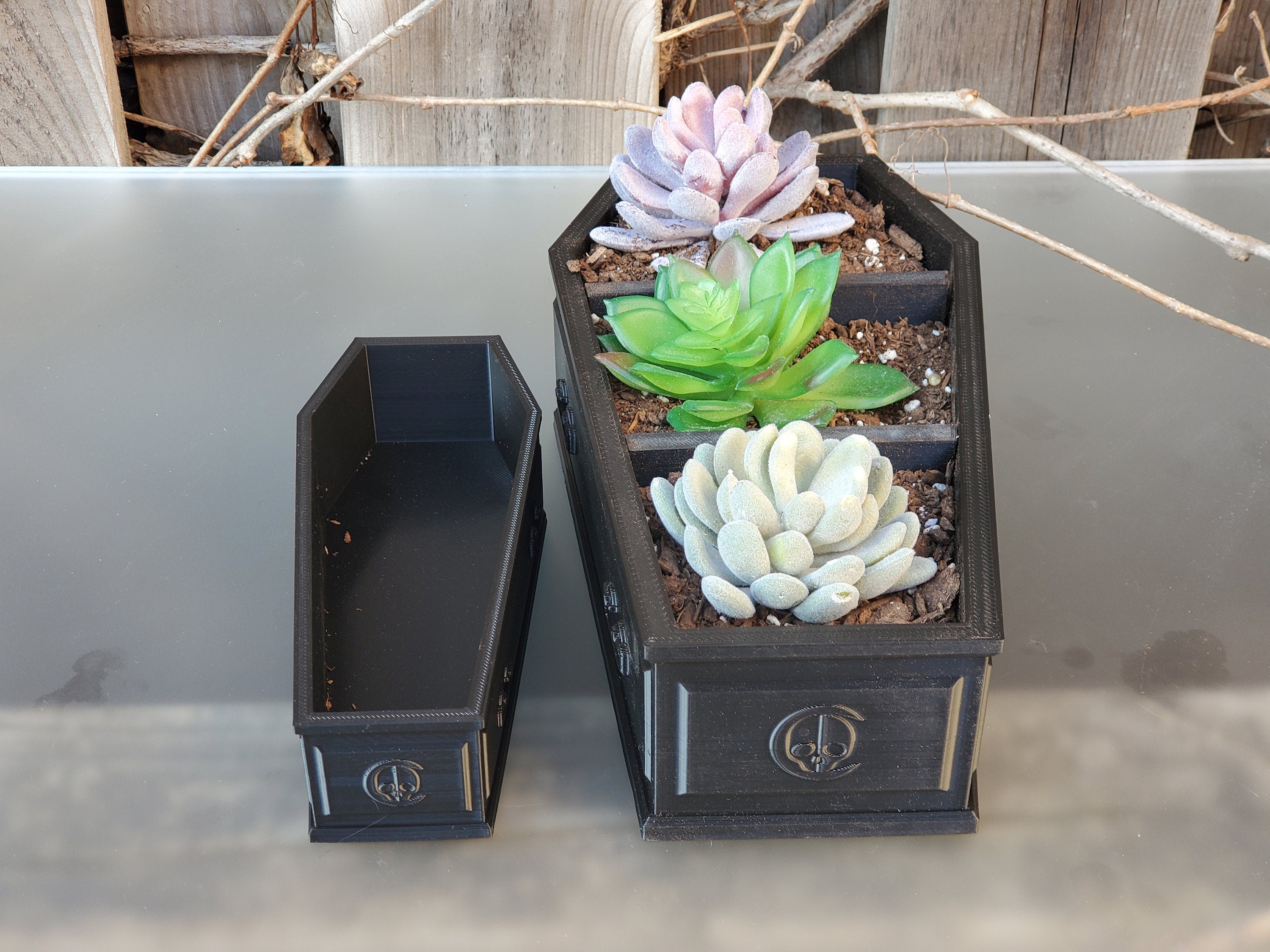 plant coffin ceramic pot Large Coffin Planter 10 Inch • Gothic Home Garden Decor • 3D Printed – Cursed By Design