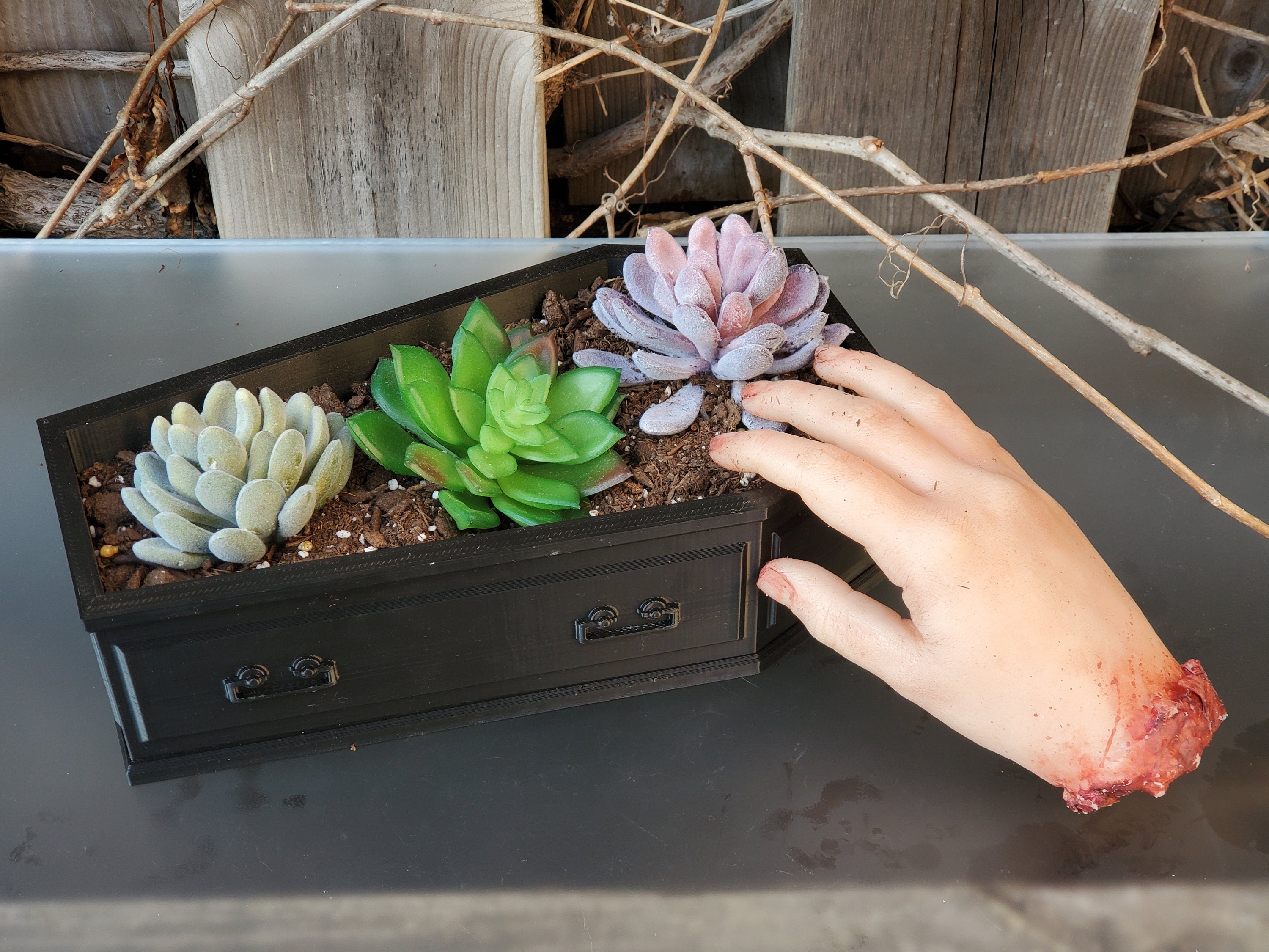 coffin succulent planter Large Coffin Planter 10 Inch • Gothic Home Garden Decor • 3D Printed