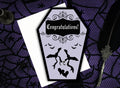 Congratulations Bats Wedding Engagement Greeting Card || Anniversary, Birthday, Goth, Gothic, Love Coffin Card
