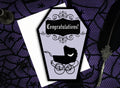 Congratulations New Baby Greeting Card ||  Anniversary Birthday Goth Gothic Ghosts Occasion Coffin Card